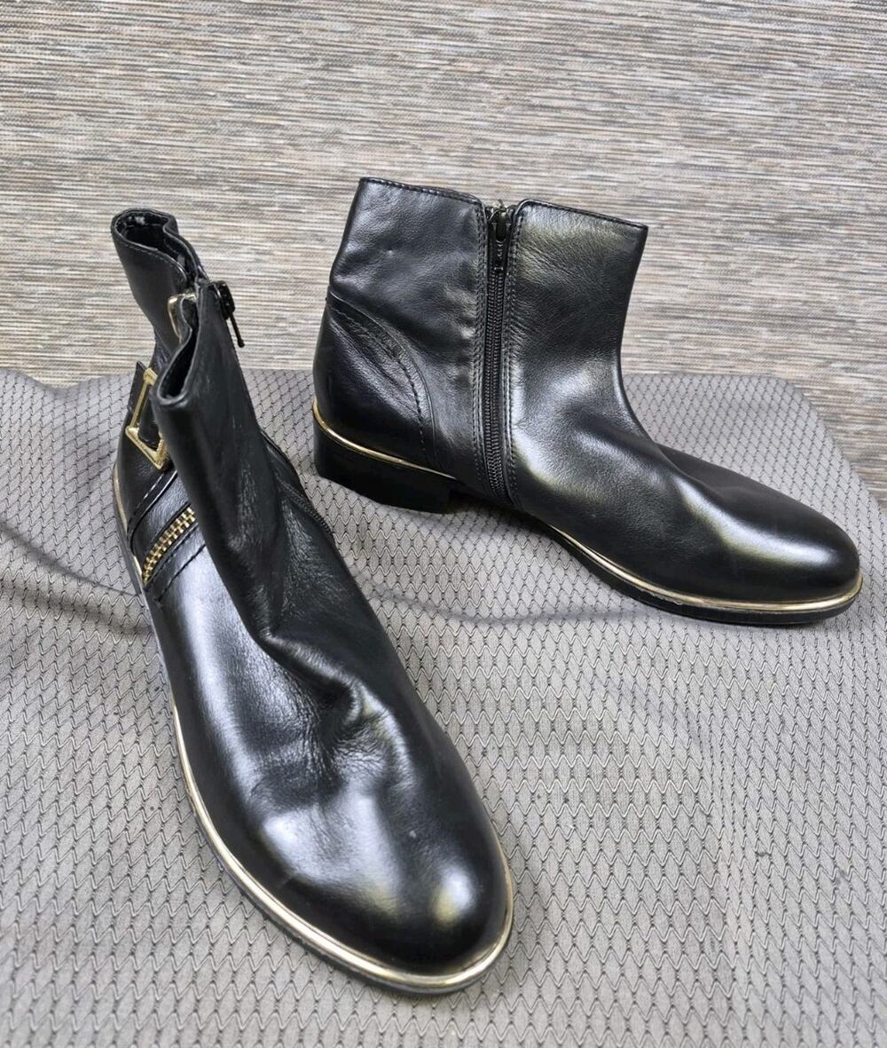 Aldo Women’s Leather Ankle Boots Black Size 10 Side Zip